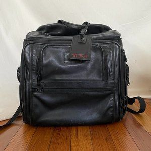 Tumi Black Nappa Leather Backpack Carry-On Briefca